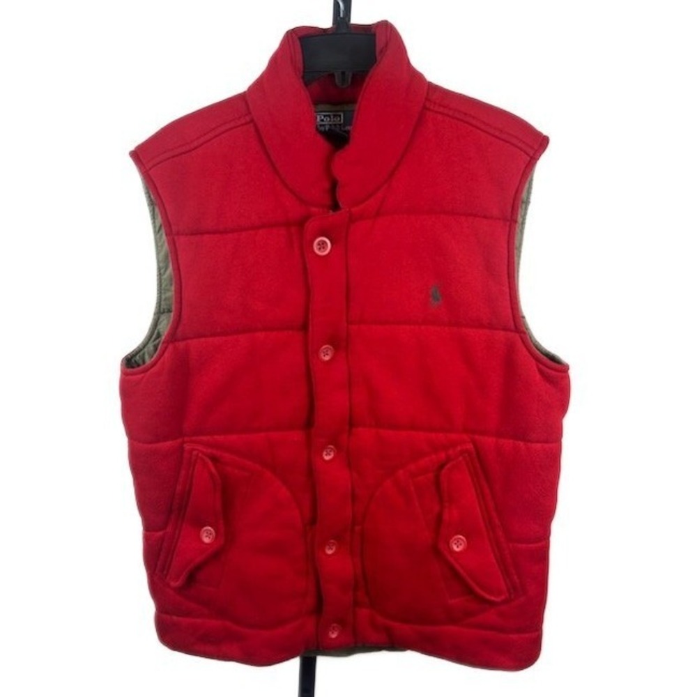 Polo Ralph Lauren Vest Red Quilted Puffer Jacket Cotton Men's Size Large